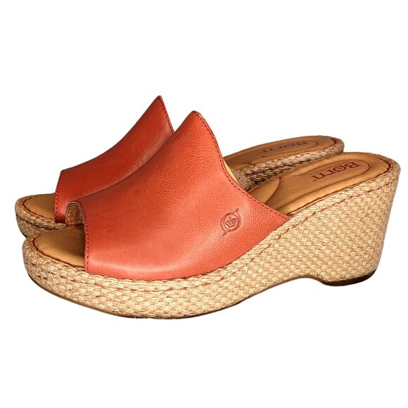 Born Lilah Rust Brown Orange Cayenne Wedge Espadrille Womens Shoes 8M - Picture 4 of 7
